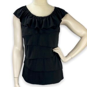 Joei & i Black‎ Tiered Ruffle Top Small S